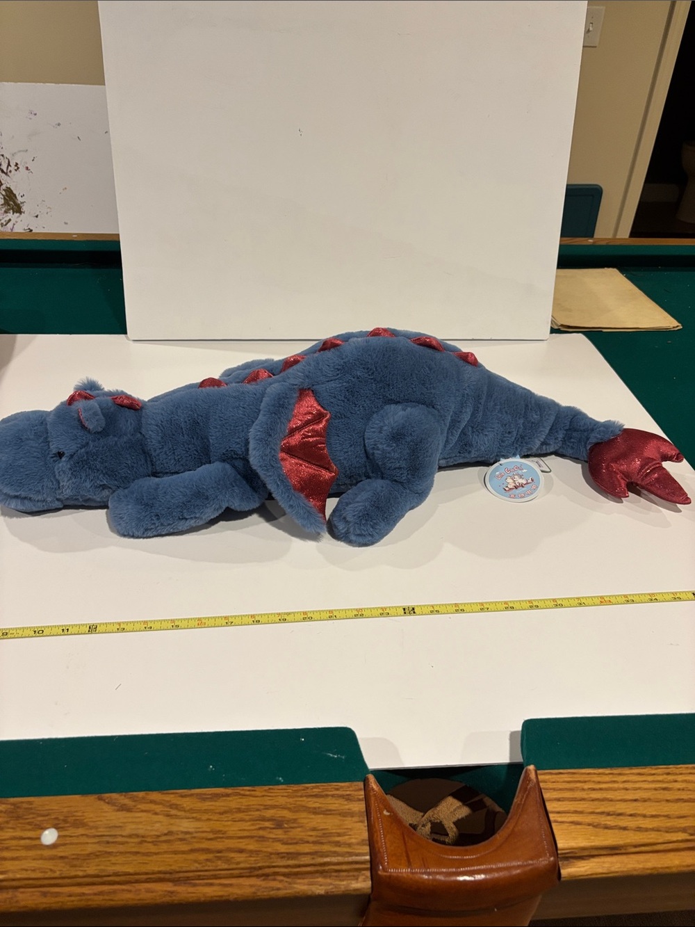 3 foot long Plush Blue Dragon Stuffed Animal with wings. Little Cucu /Huvis